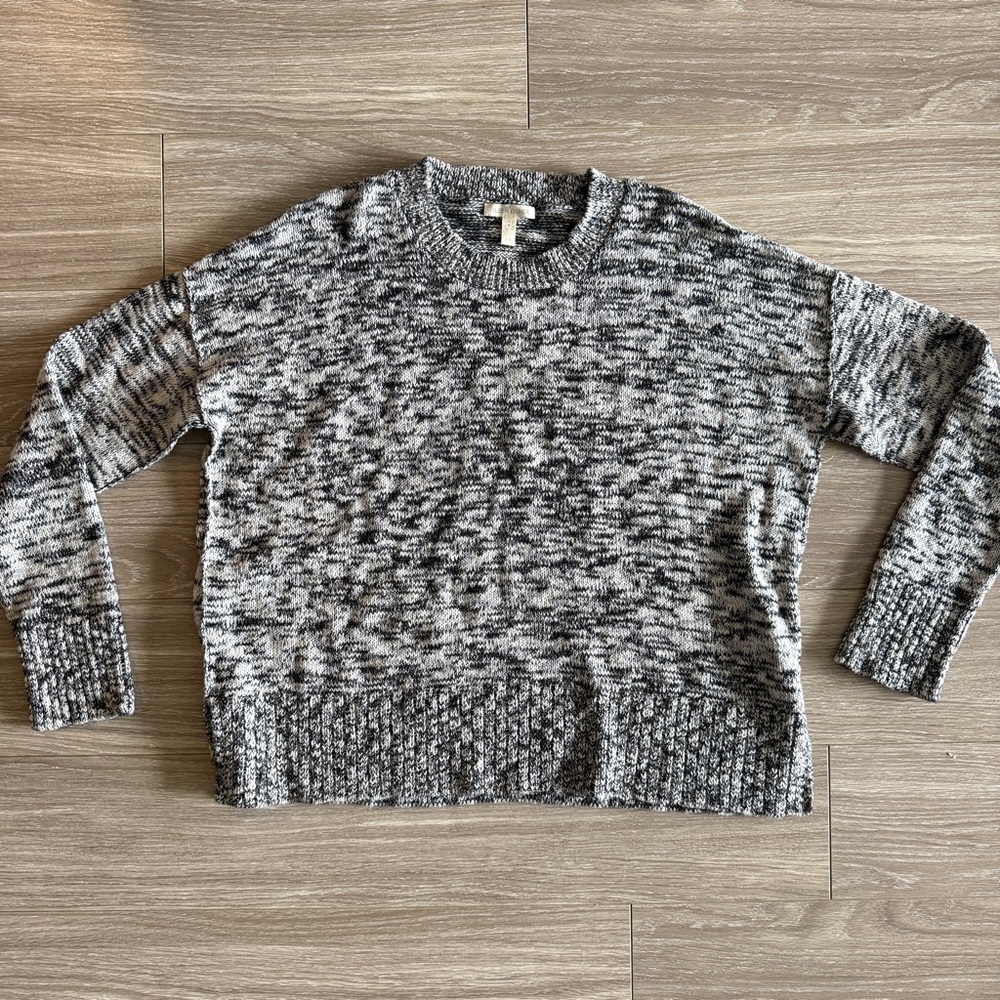 Eileen Fisher Scoop Neck Sweater Organic Cotton Alpaca Wool Blend Marled Small